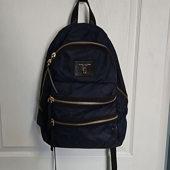 Marc Jacobs New York THE BIKER NYLON BACKPACK in navy with black/gold accents main image 5